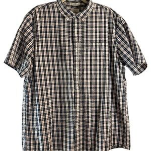 L.L. Bean Men’s Short Sleeve Plaid Button-Down Shirt XL Slightly Fitted Cotton